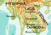 Cambodia, Laos, Myanmar and Vietnam on map.